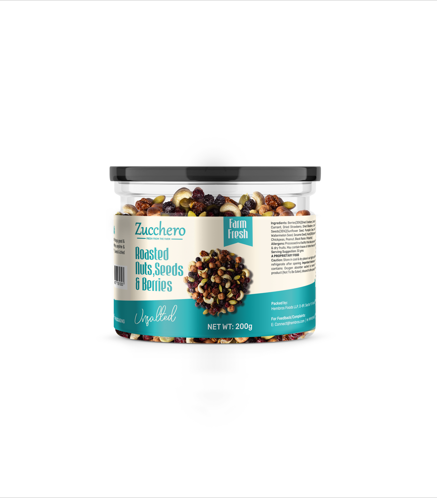 Roasted Nuts, Seeds & Berries | Unsalted | No Salt (Mix of 14 Nuts, Seeds & Berries)