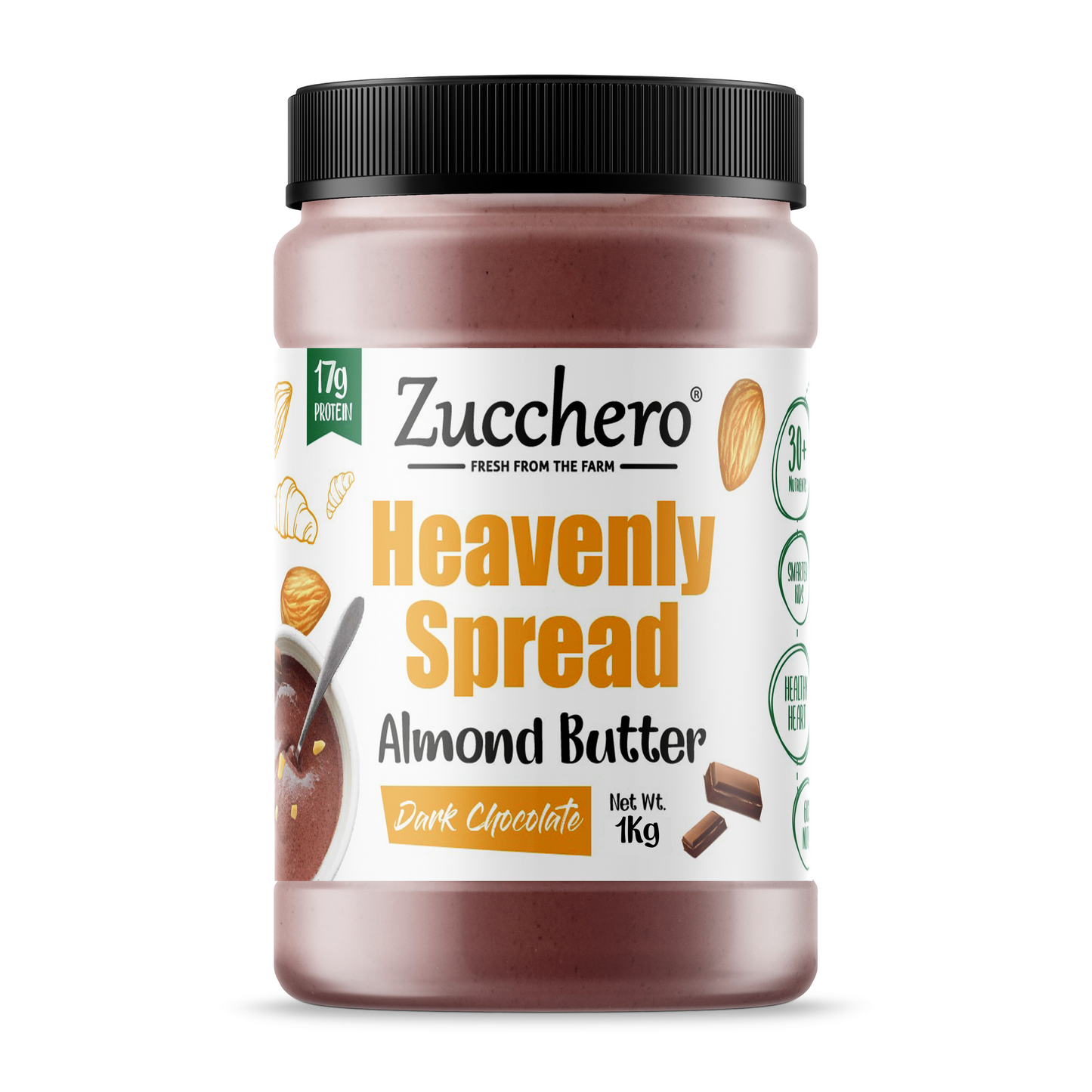 Dark Chocolate Almond Butter | Crunchy | Vitamin E | Heavenly Spread